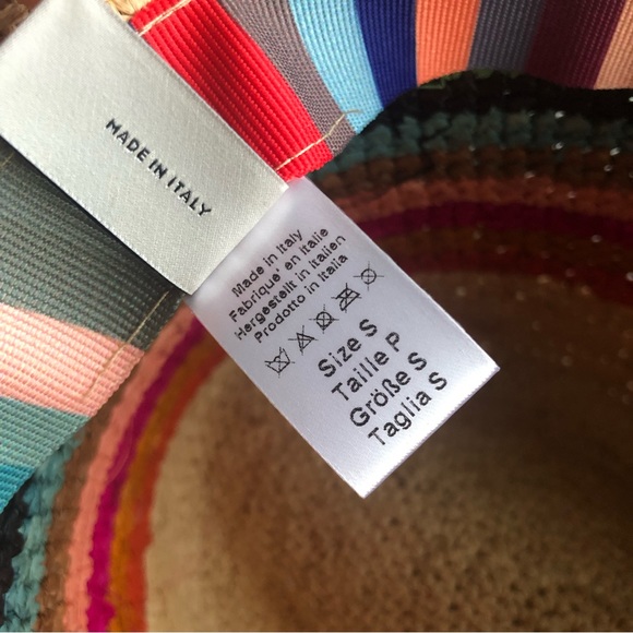 Paul Smith Swirl Rainbow Stripe Straw Hat NWOT - Picture 7 of 10